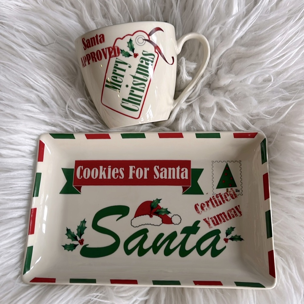Cookies for Santa holiday treat plate and mug. Lenox holiday collection